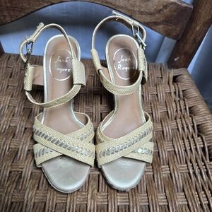 Jack Rogers Women's Tan,Gold, Jute Wedge Sandal‎ Heels 5M